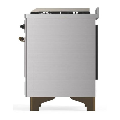 ILVE Majestic II 36 inch Solid Door Natural Gas Dual Fuel Range Burnished Stainless Steel