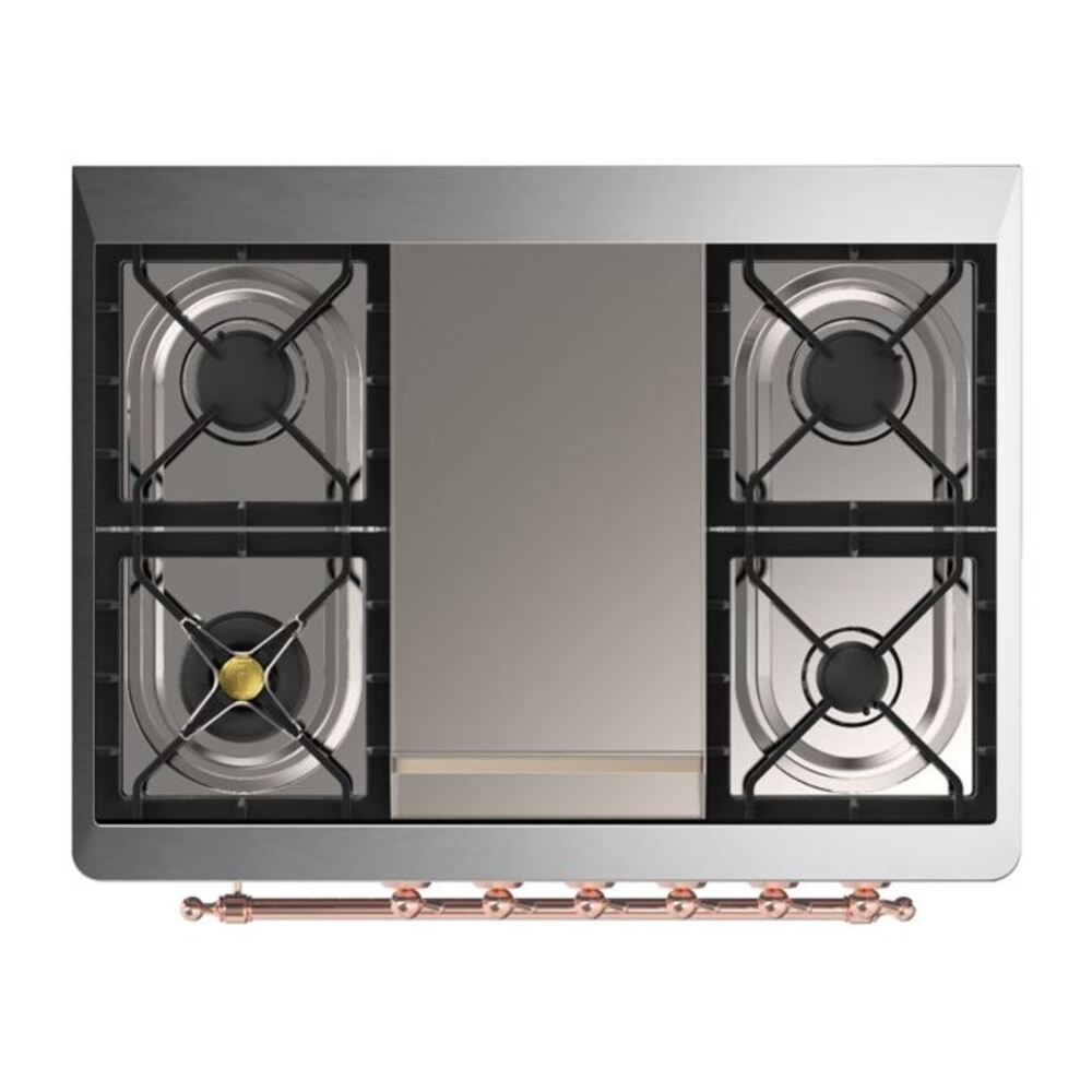 ILVE Majestic II 36 inch Solid Door Natural Gas Dual Fuel Range Copper Stainless Steel