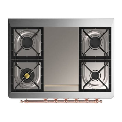 ILVE Majestic II 36 inch Solid Door Natural Gas Dual Fuel Range Copper Stainless Steel