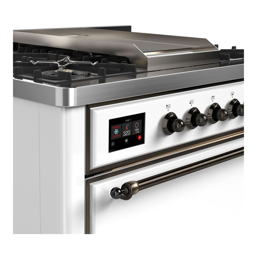 ILVE Majestic II 36 inch Solid Door Natural Gas Dual Fuel Range Burnished White