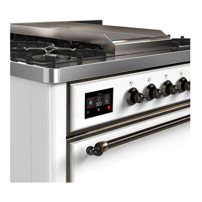 ILVE Majestic II 36 inch Solid Door Natural Gas Dual Fuel Range Burnished White