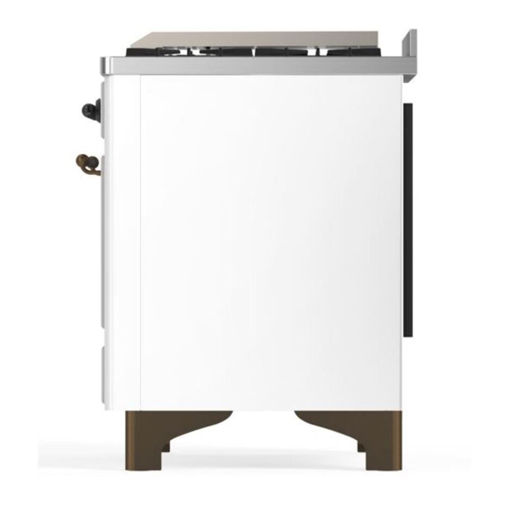 ILVE Majestic II 36 inch Solid Door Natural Gas Dual Fuel Range Burnished White