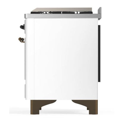 ILVE Majestic II 36 inch Solid Door Natural Gas Dual Fuel Range Burnished White
