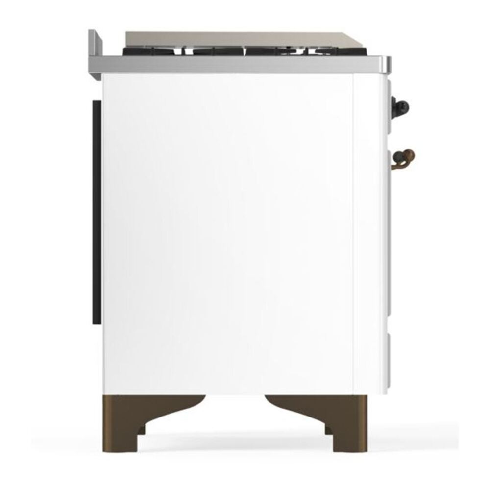 ILVE Majestic II 36 inch Solid Door Natural Gas Dual Fuel Range Burnished White