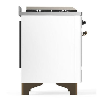 ILVE Majestic II 36 inch Solid Door Natural Gas Dual Fuel Range Burnished White