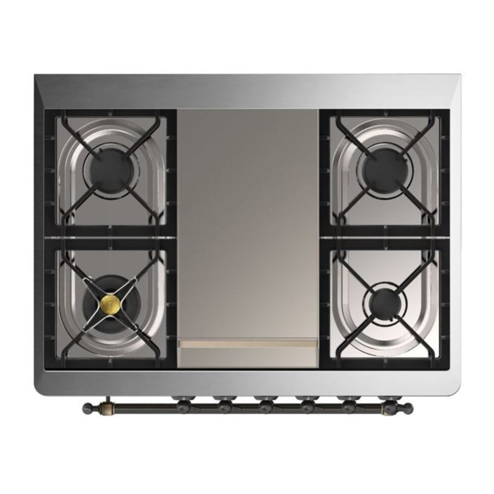ILVE Majestic II 36 inch Solid Door Natural Gas Dual Fuel Range Burnished White