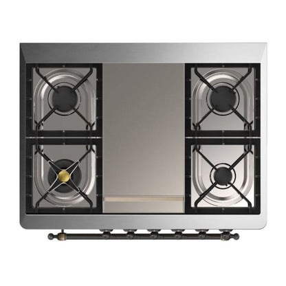 ILVE Majestic II 36 inch Solid Door Natural Gas Dual Fuel Range Burnished White