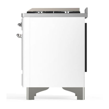 ILVE Majestic II 36 inch Solid Door Natural Gas Dual Fuel Range Chrome White