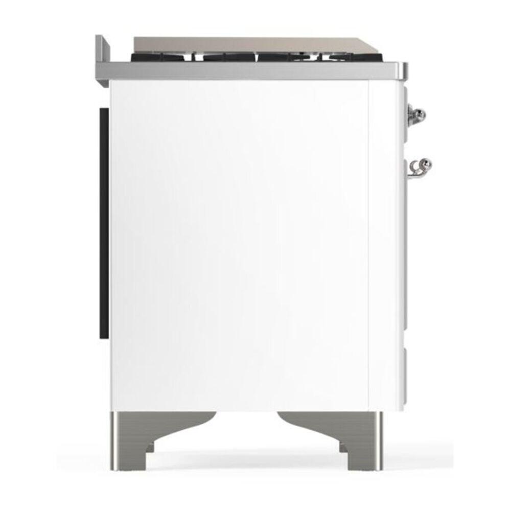 ILVE Majestic II 36 inch Solid Door Natural Gas Dual Fuel Range Chrome White