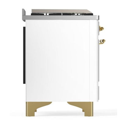 ILVE Majestic II 36 inch Solid Door Natural Gas Dual Fuel Range Brass White