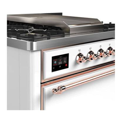 ILVE Majestic II 36 inch Solid Door Natural Gas Dual Fuel Range Copper White