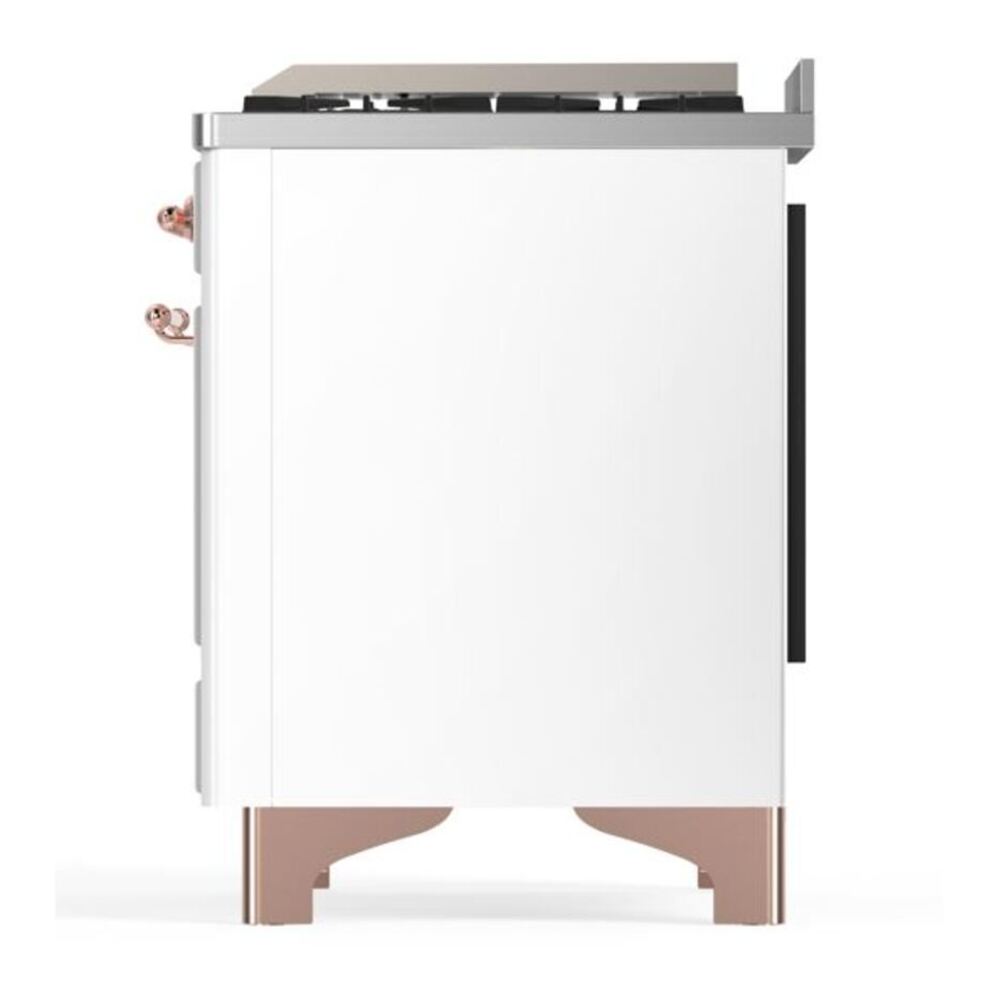 ILVE Majestic II 36 inch Solid Door Natural Gas Dual Fuel Range Copper White