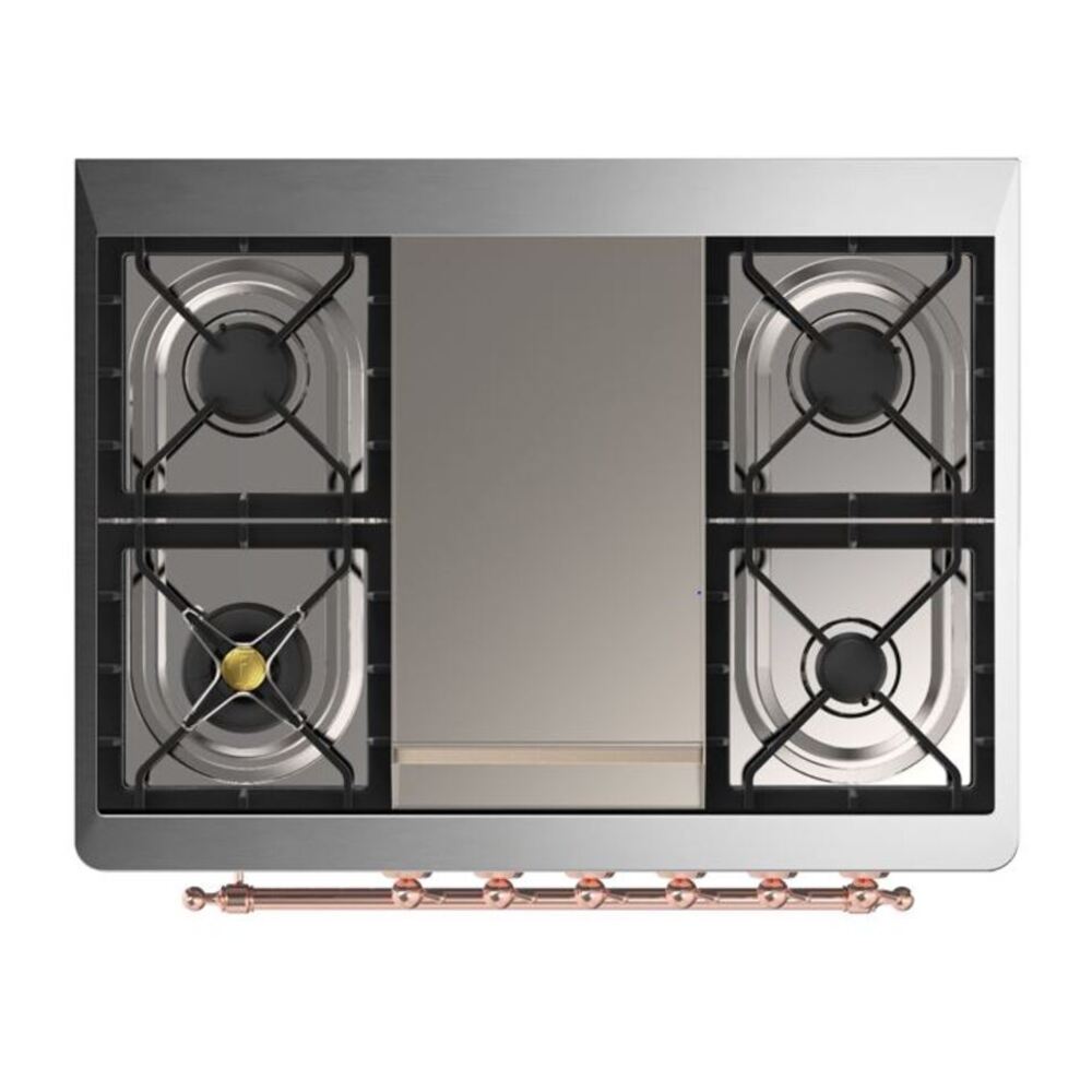 ILVE Majestic II 36 inch Solid Door Natural Gas Dual Fuel Range Copper White