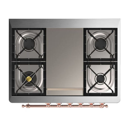 ILVE Majestic II 36 inch Solid Door Natural Gas Dual Fuel Range Copper White