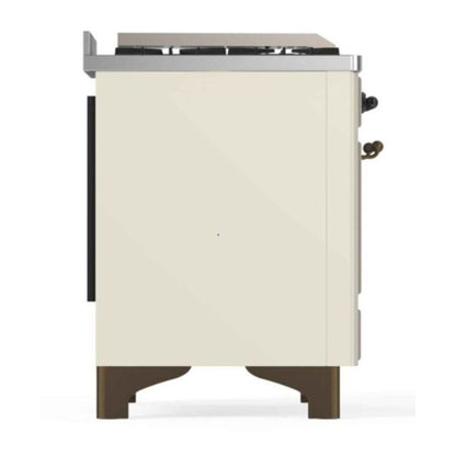 ILVE Majestic II 48 inch Triple Glass Door Natural Gas Dual Fuel Range Burnished Antique White