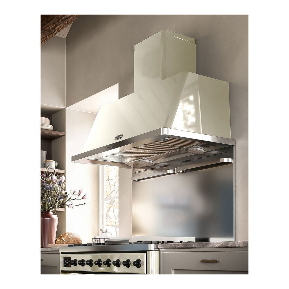 ILVE Majestic II 48 inch Triple Glass Door Natural Gas Dual Fuel Range Burnished Antique White