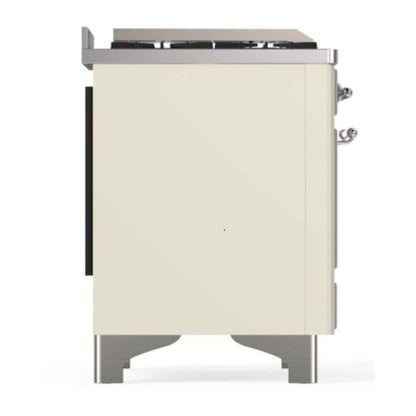 ILVE Majestic II 48 inch Triple Glass Door Natural Gas Dual Fuel Range Chrome Antique White