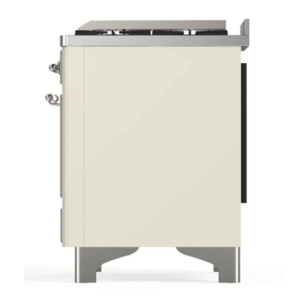 ILVE Majestic II 48 inch Triple Glass Door Natural Gas Dual Fuel Range Chrome Antique White