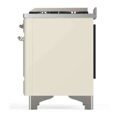 ILVE Majestic II 48 inch Triple Glass Door Natural Gas Dual Fuel Range Chrome Antique White