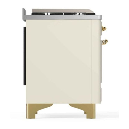 ILVE Majestic II 48 inch Triple Glass Door Dual Fuel Range Brass Antique White