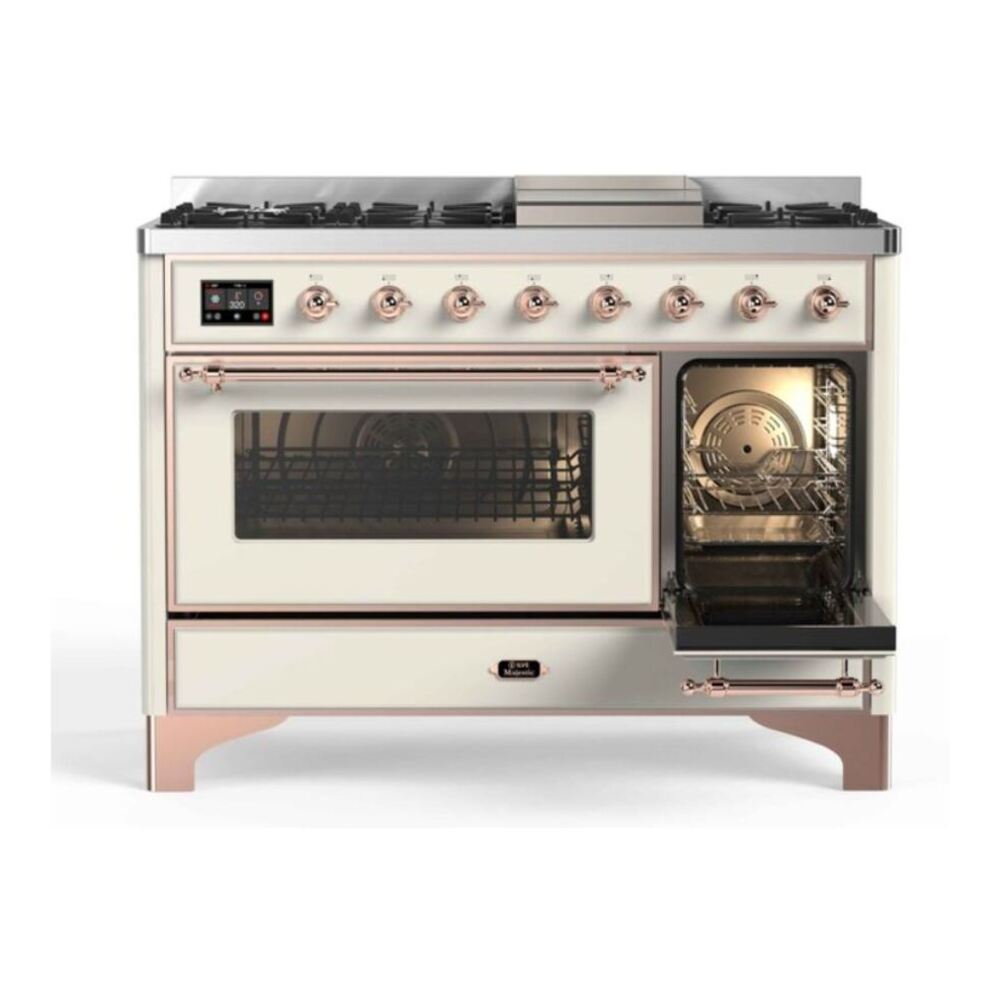 ILVE Majestic II 48 inch Triple Glass Door Dual Fuel Range Copper Antique White