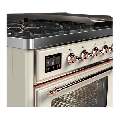 ILVE Majestic II 48 inch Triple Glass Door Dual Fuel Range Copper Antique White
