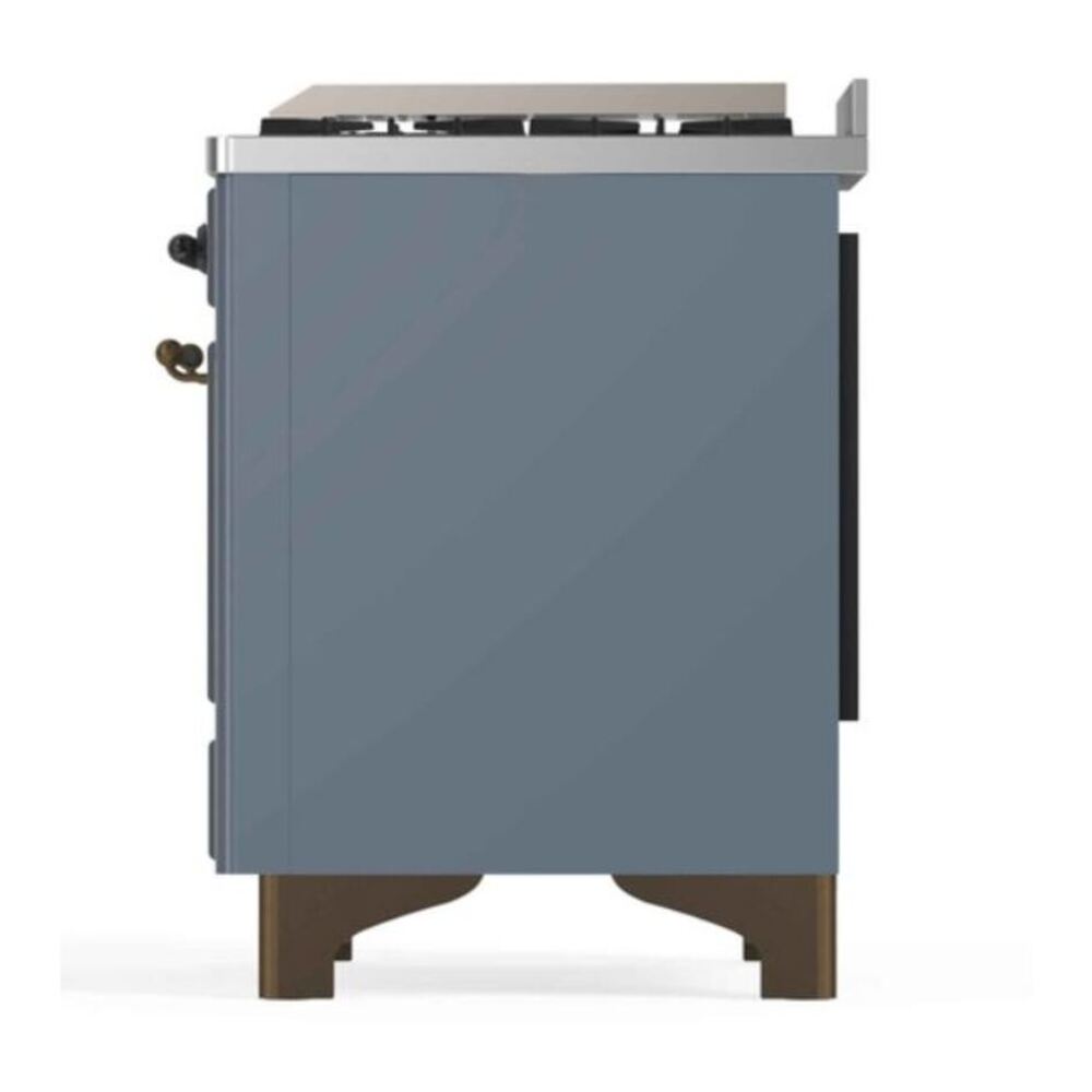 ILVE Majestic II 48" Blue Grey Dual Fuel Range with 8 Burners and Griddle Triple Glass Door Liquid Propane