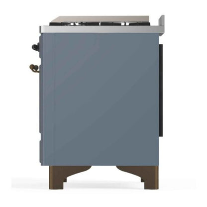 ILVE Majestic II 48" Blue Grey Dual Fuel Range with 8 Burners and Griddle Triple Glass Door Liquid Propane