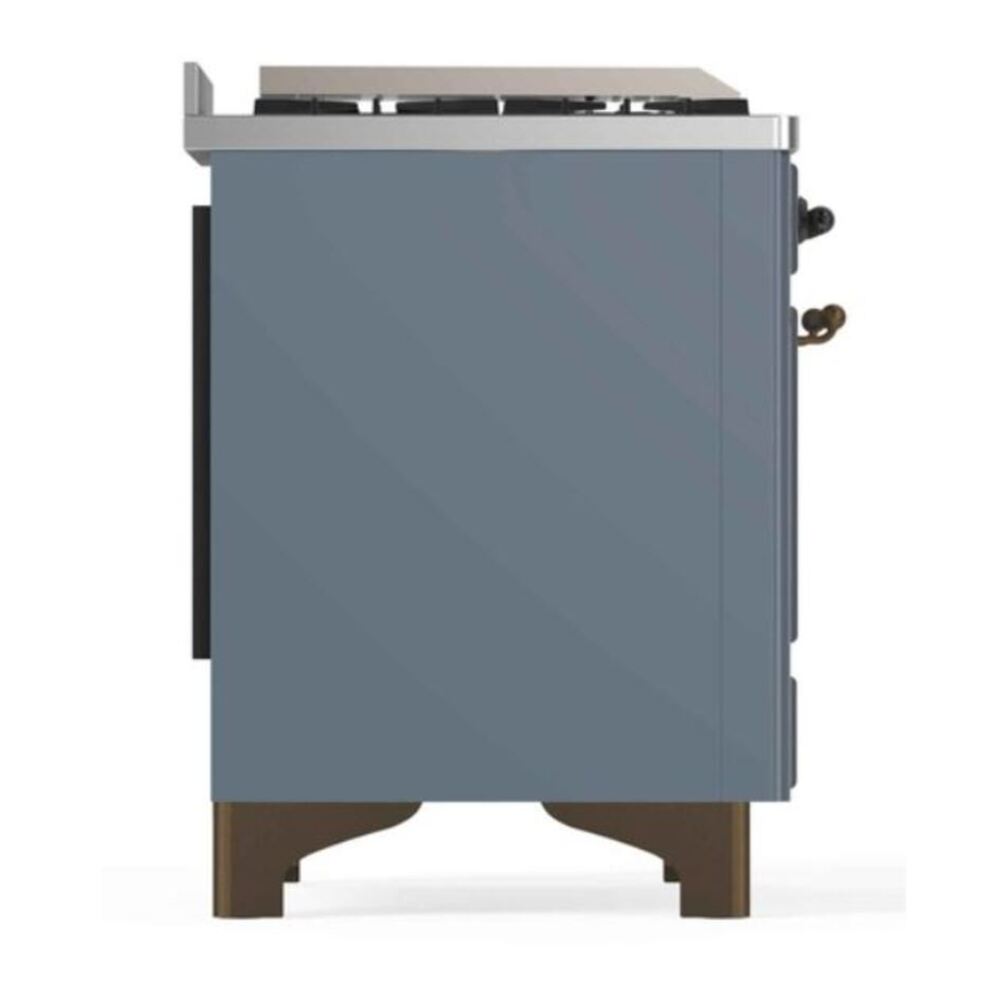 ILVE Majestic II 48" Blue Grey Dual Fuel Range with 8 Burners and Griddle Triple Glass Door Liquid Propane