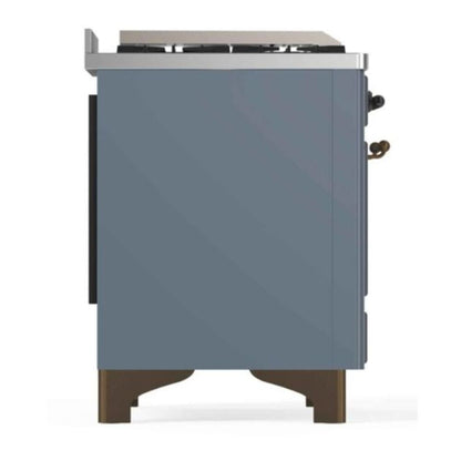 ILVE Majestic II 48" Blue Grey Dual Fuel Range with 8 Burners and Griddle Triple Glass Door Liquid Propane