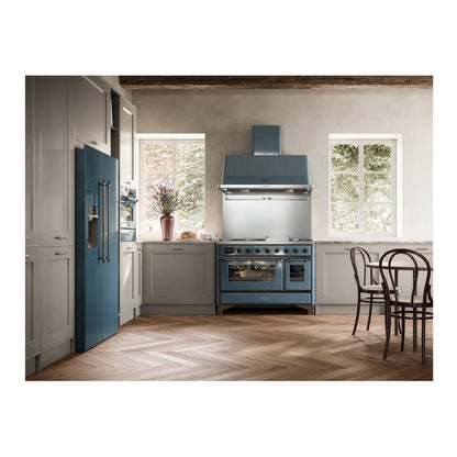 ILVE Majestic II 48" Blue Grey Dual Fuel Range with 8 Burners and Griddle Triple Glass Door Liquid Propane