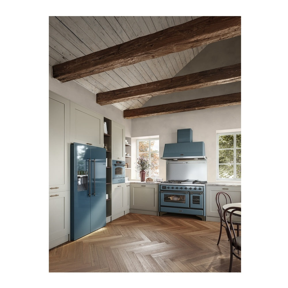 ILVE Majestic II 48" Blue Grey Dual Fuel Range with 8 Burners and Griddle Triple Glass Door Liquid Propane