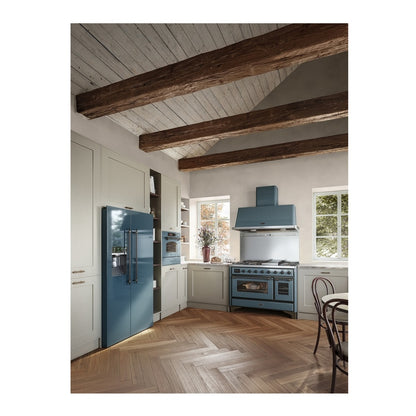 ILVE Majestic II 48" Blue Grey Dual Fuel Range with 8 Burners and Griddle Triple Glass Door Liquid Propane