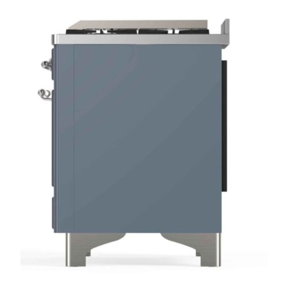 ILVE Majestic II 48 inch Triple Glass Door Dual Fuel Range Chrome Blue Grey