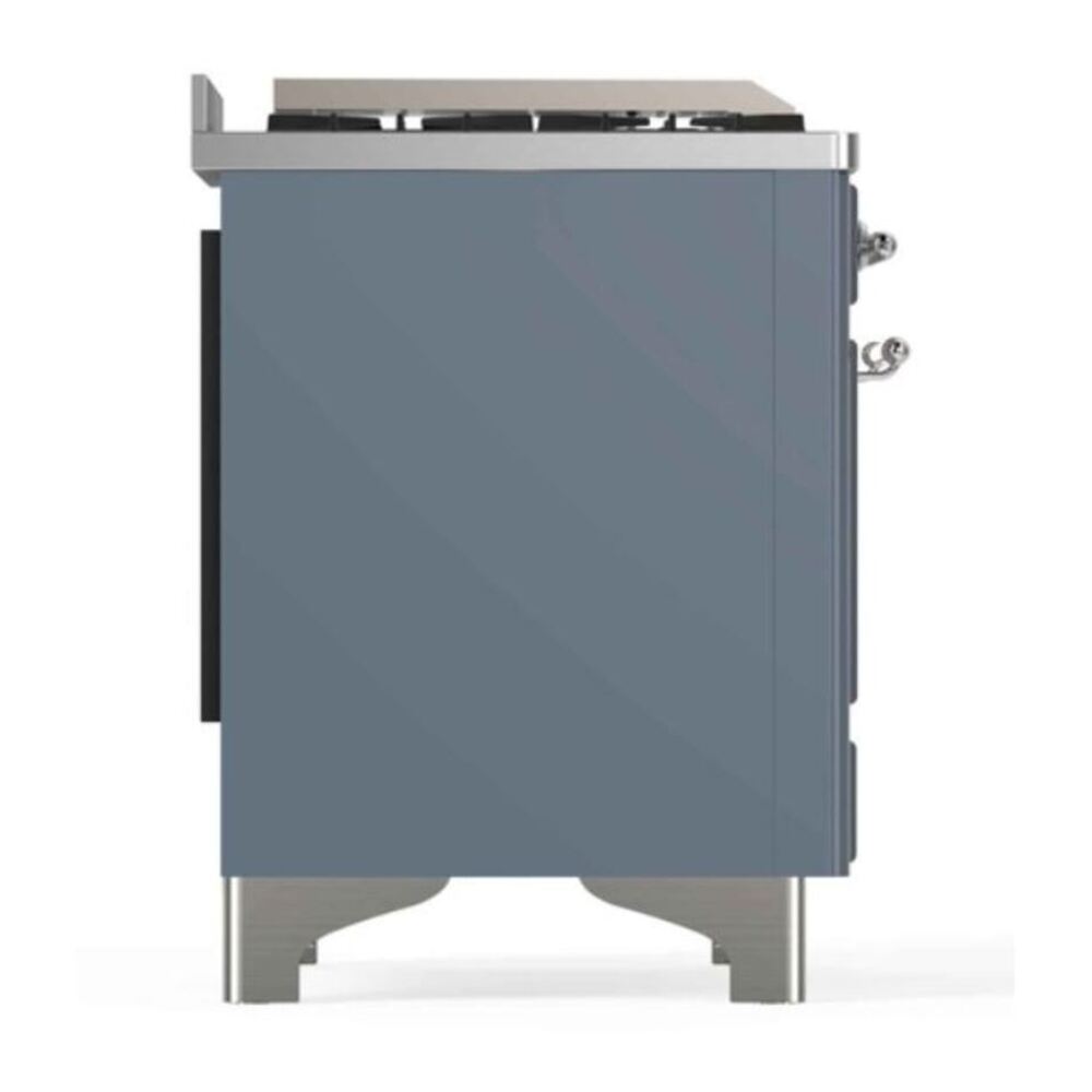 ILVE Majestic II 48 inch Triple Glass Door Dual Fuel Range Chrome Blue Grey
