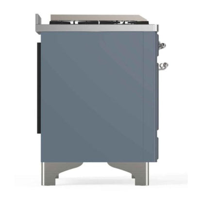 ILVE Majestic II 48 inch Triple Glass Door Dual Fuel Range Chrome Blue Grey