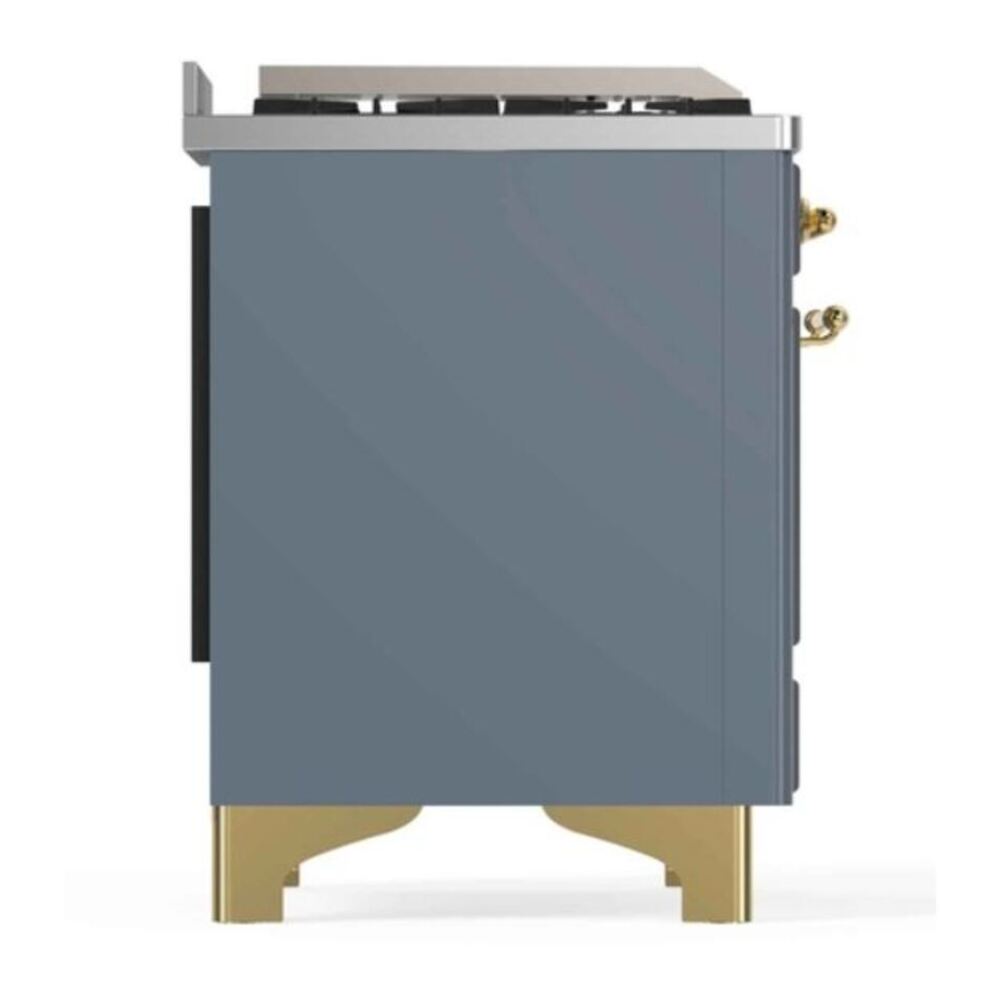 ILVE Majestic II 48 inch Triple Glass Door Dual Fuel Range Brass Blue Grey
