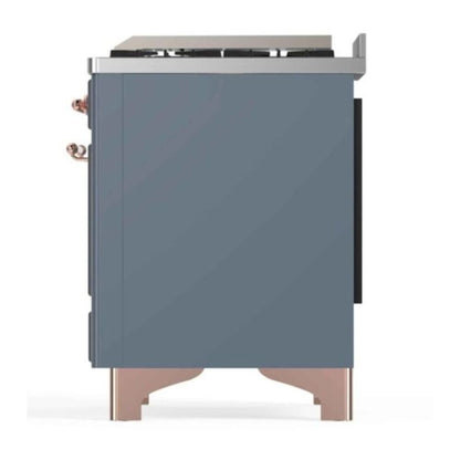 ILVE Majestic II 48 inch Triple Glass Door Natural Gas Dual Fuel Range Copper Blue Grey