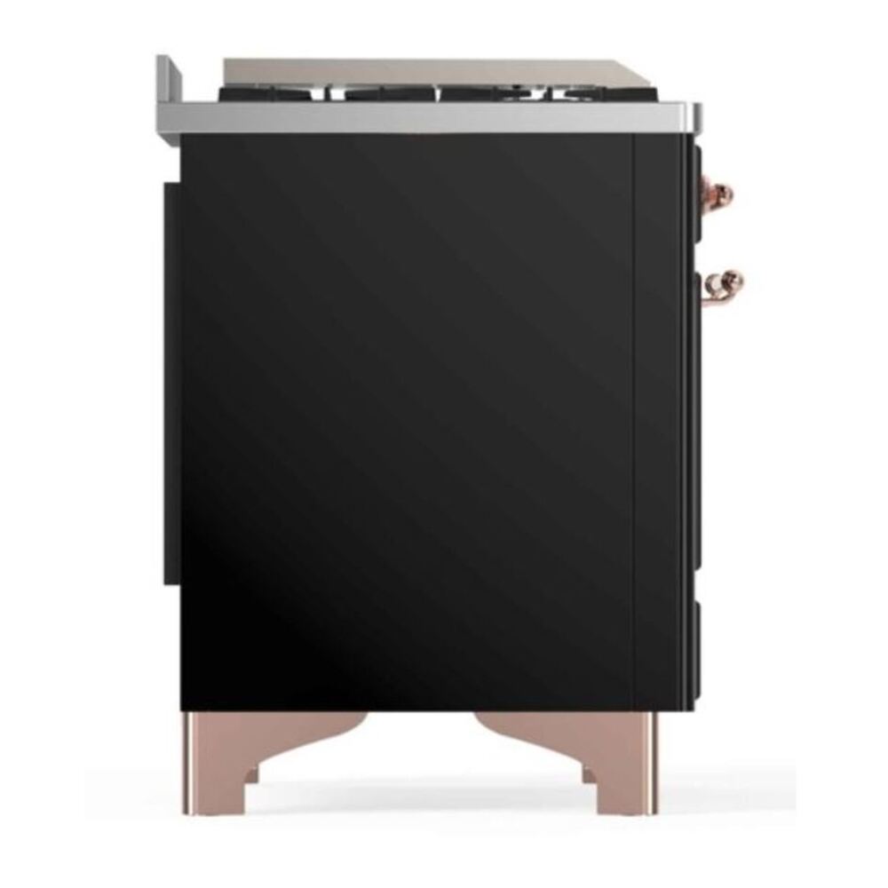 ILVE Majestic II 48 inch Triple Glass Door Natural Gas Dual Fuel Range Copper Glossy Black