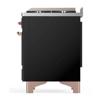 ILVE Majestic II 48 inch Triple Glass Door Natural Gas Dual Fuel Range Copper Glossy Black