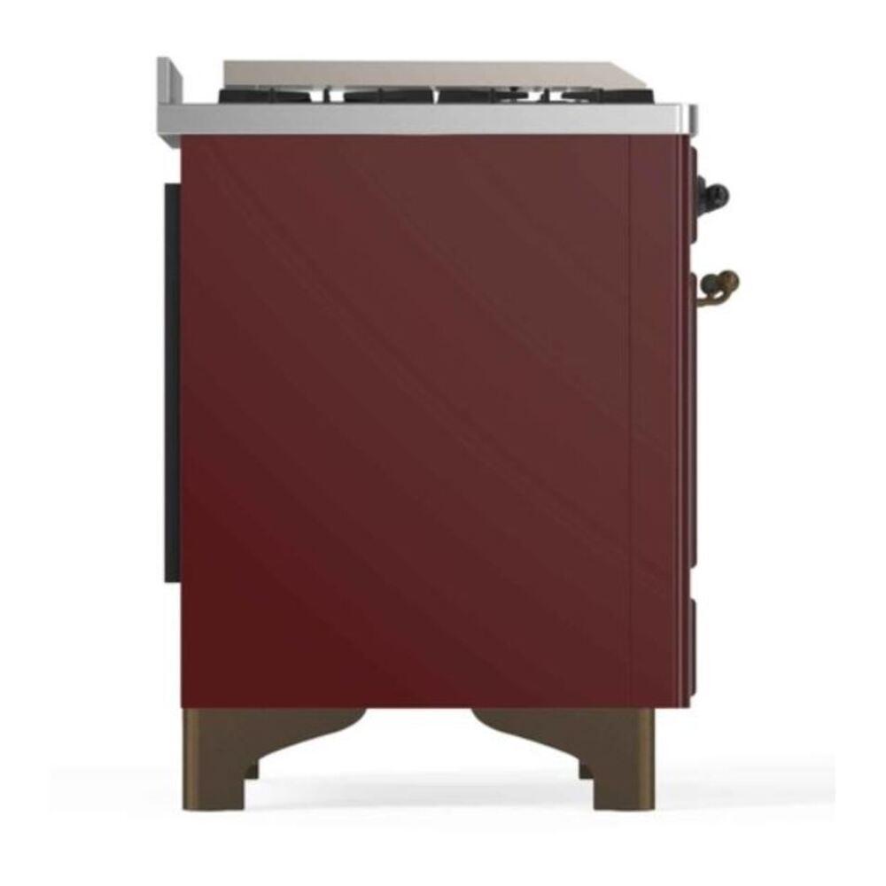 ILVE Majestic II 48 inch Triple Glass Door Natural Gas Dual Fuel Range Burnished Burgundy