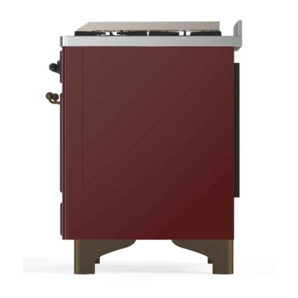 ILVE Majestic II 48 inch Triple Glass Door Natural Gas Dual Fuel Range Burnished Burgundy
