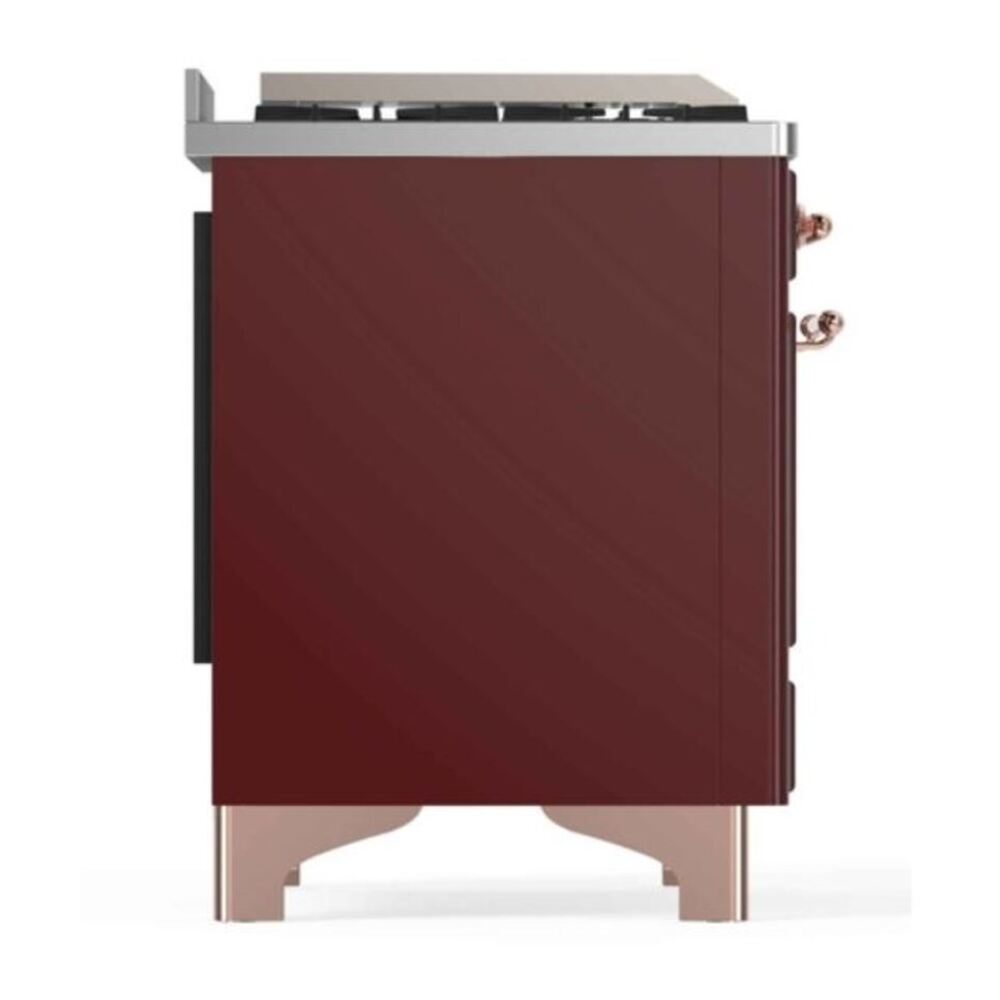 ILVE Majestic II 48 inch Triple Glass Door Natural Gas Dual Fuel Range Copper Burgundy