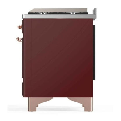 ILVE Majestic II 48 inch Triple Glass Door Natural Gas Dual Fuel Range Copper Burgundy