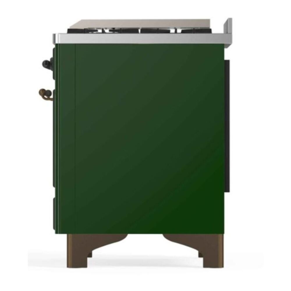 ILVE Majestic II 48 inch Triple Glass Door Natural Gas Dual Fuel Range Burnished Emerald Green