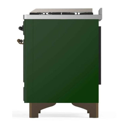 ILVE Majestic II 48 inch Triple Glass Door Natural Gas Dual Fuel Range Burnished Emerald Green