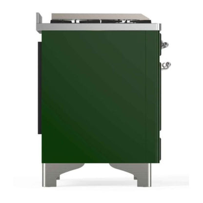 ILVE Majestic II 48 inch Triple Glass Door Natural Gas Dual Fuel Range Chrome Emerald Green