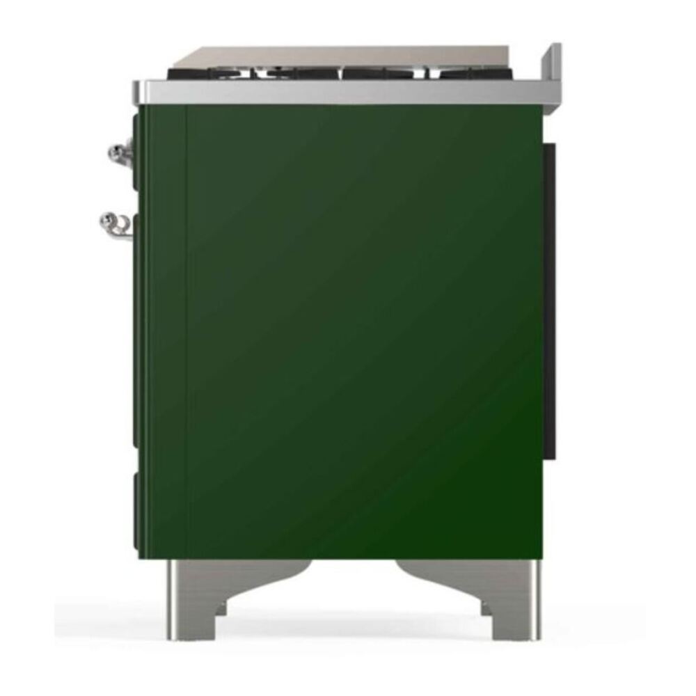 ILVE Majestic II 48 inch Triple Glass Door Natural Gas Dual Fuel Range Chrome Emerald Green