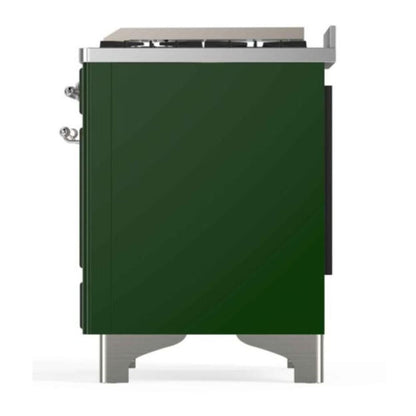 ILVE Majestic II 48 inch Triple Glass Door Natural Gas Dual Fuel Range Chrome Emerald Green