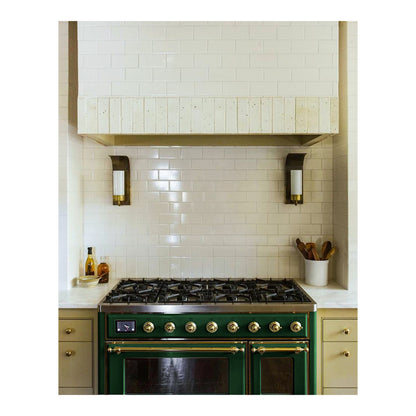 ILVE Majestic II 48 inch Triple Glass Door Natural Gas Dual Fuel Range Brass Emerald Green